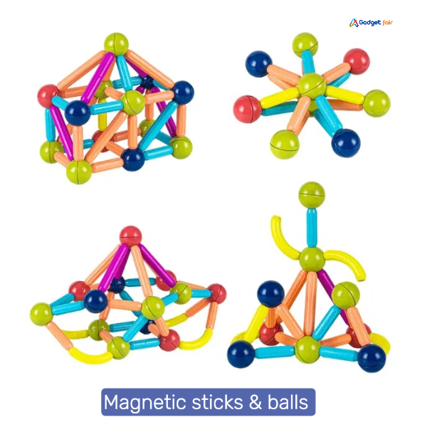 Educational Magnetic Rods And Balls Toys 3D Assembly Magnet Puzzle