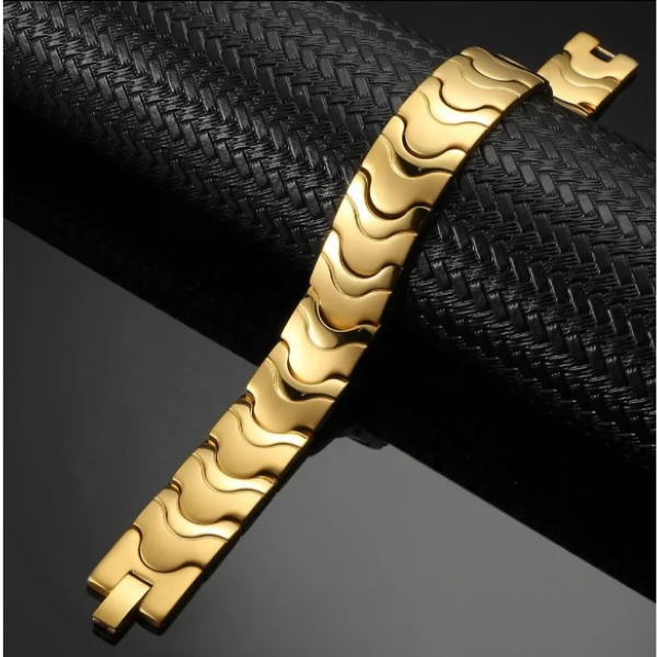 Magnetic Therapy Mens Bracelet gold