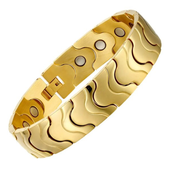 Magnetic Therapy Mens Bracelet gold