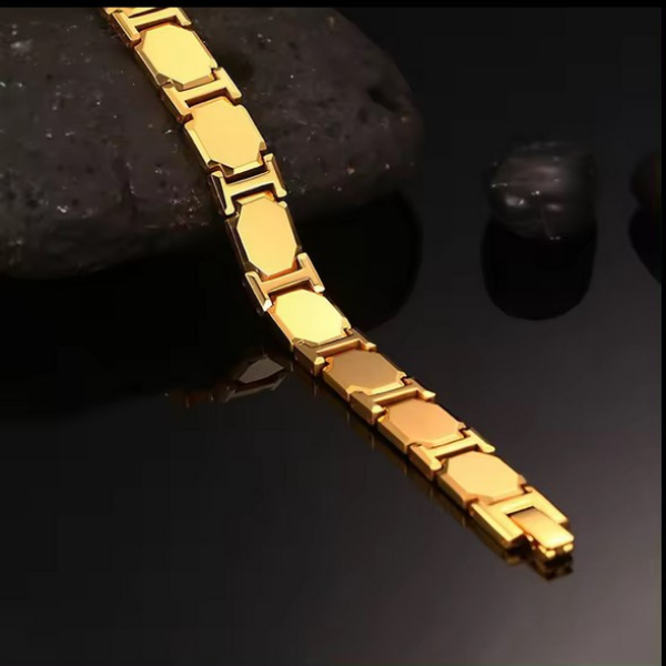 Unique Strap Magnetic Bracelet For Men Golden