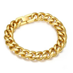 Round Chain Folding Buckle Couple Bracelet Men gold