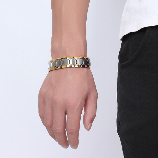 Stainless Steel Magnetic Bracelet Golf Chain Link Silver & Gold